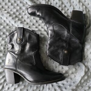 Frye Black Jackie Button Leather Ankle Boots Sz 7